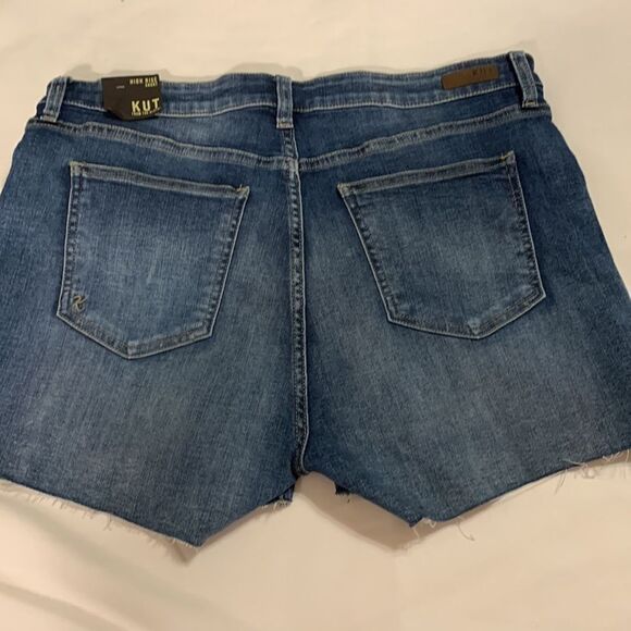 Kut from the Kloth Size 16 high waist denim shorts NWT distressed hemline - Picture 2 of 11